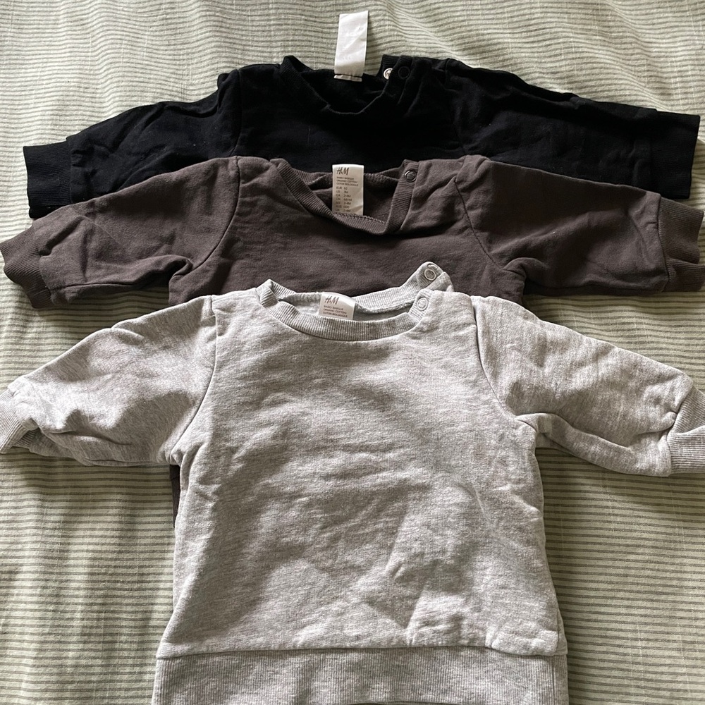 H&M Kids Sweatshirt Trio - Black, Brown, Gray